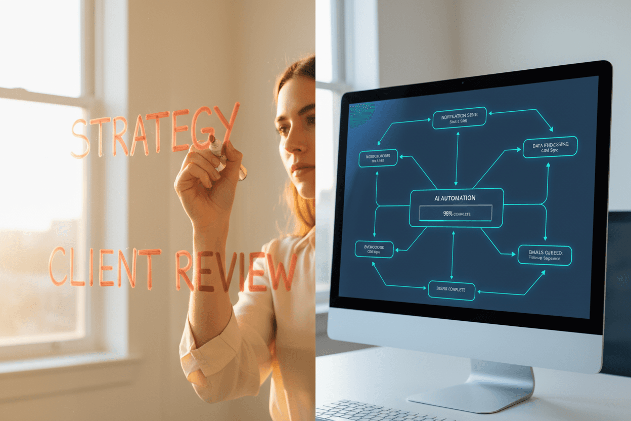 Fondateur en visio client d'un cote, dashboard automatise de l'autre