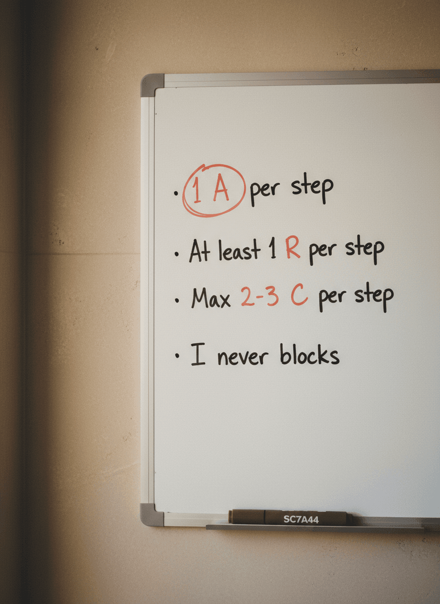 Whiteboard avec les regles du RACI ecrites au marqueur